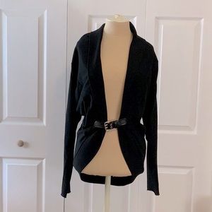 China Doll- S- L/S- Belted Sweater- Black- Long in Back- Gently Worn